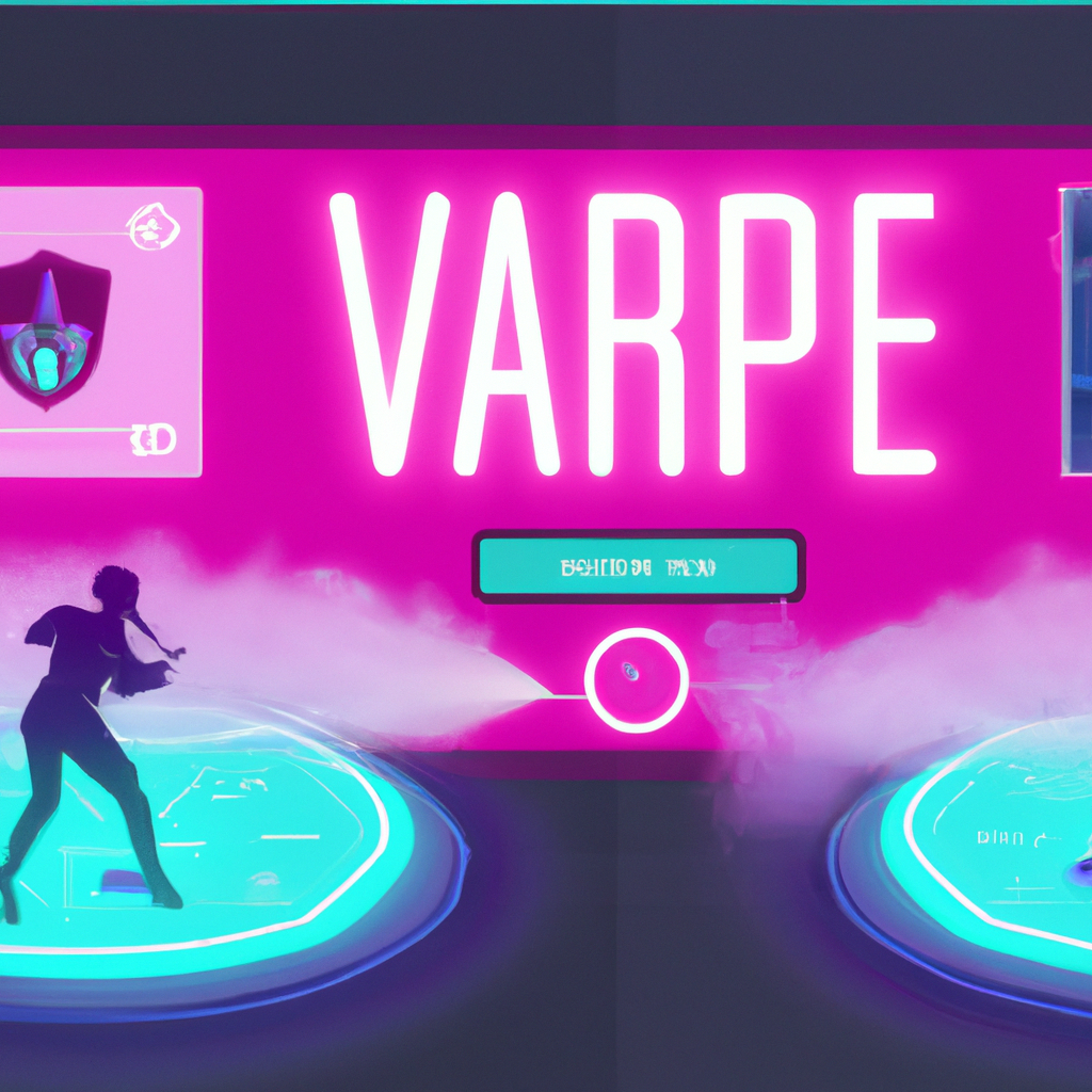 Vapor arcade hero scene showing neon arena and HUD elements